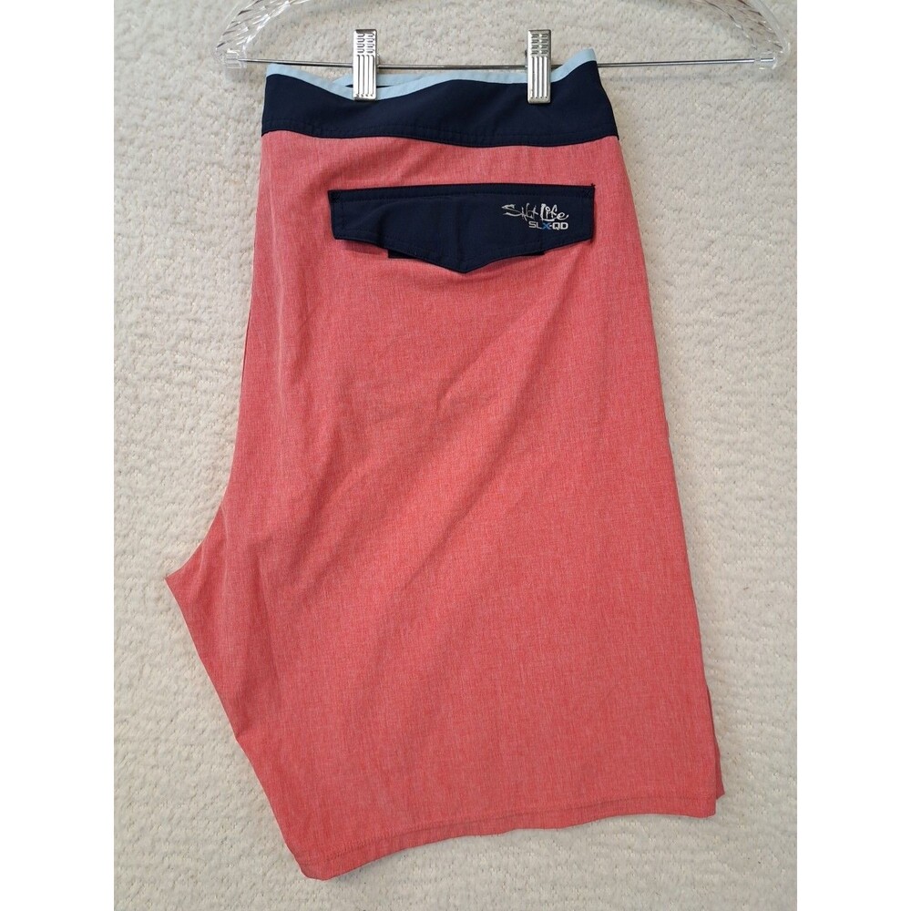 Salt Life SLX-QD Board Shorts Mens Size 40 Pink / Blue Vapor Stretch Swim Surf